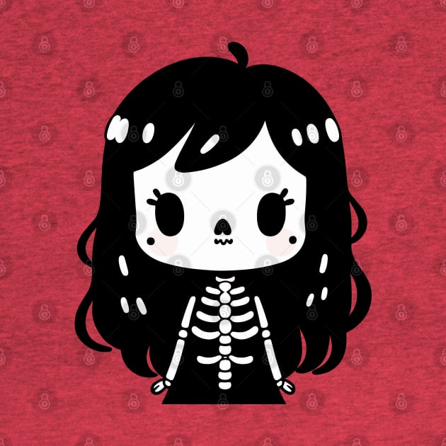 Kawaii Chibi Girl in a Skeleton Costume | Cute Halloween Costume Design by Nora Liak